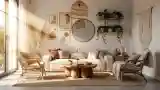 Bohemian Living Room with Natural Textures