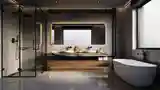 Industrial Bathroom with Concrete and Wood