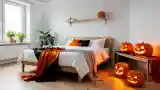 Cozy Scandinavian Bedroom with Halloween Theme