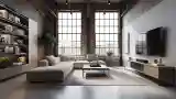 Brick and Wood Loft Living Room