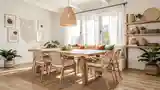 Jadalnia boho z naturalnymi teksturami