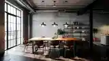 Nowoczesna sala kolacji z betonem