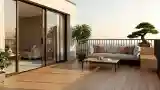 Japandi Terrace with Wood and Concrete