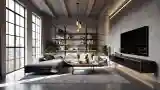 Industrial Lounge with Concrete Walls