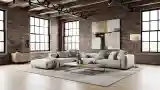 Wysoki Loft z Kamieniem i Drewnem