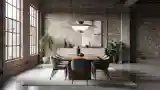 Loft Dining Room with Brick and Wood