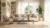 Łagodna sala w stylu boho
