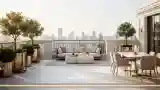 Marble Terrace with Gold Planters