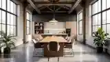 Loft Dining Room with Wood