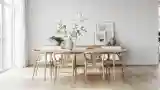 Minimalist Dining Room with Warm Wood and Light