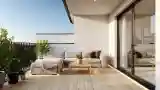 Sofa na tarasie z drewnem