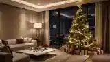 Gleaming Modern Living Room with Grand Tree