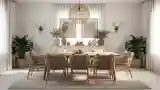 Elegancka sala jedzeniowa z bambusem