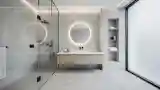 Minimalistowa łazienka z betonem i drewnem