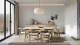 Minimalist Dining Room with Warm Wood Textures