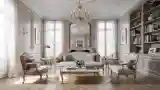Sofa under crystal chandelier