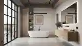 Luxury Loft Bathroom with Freestanding Tub