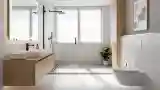 Scandinavian Bathroom with Wood Accents