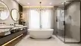 White Marble Glamour Bathroom with Gold Accents
