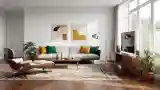 Warm Wood and Golden Light Living Room