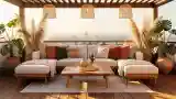 Elegant Terrace with Wood and Rattan